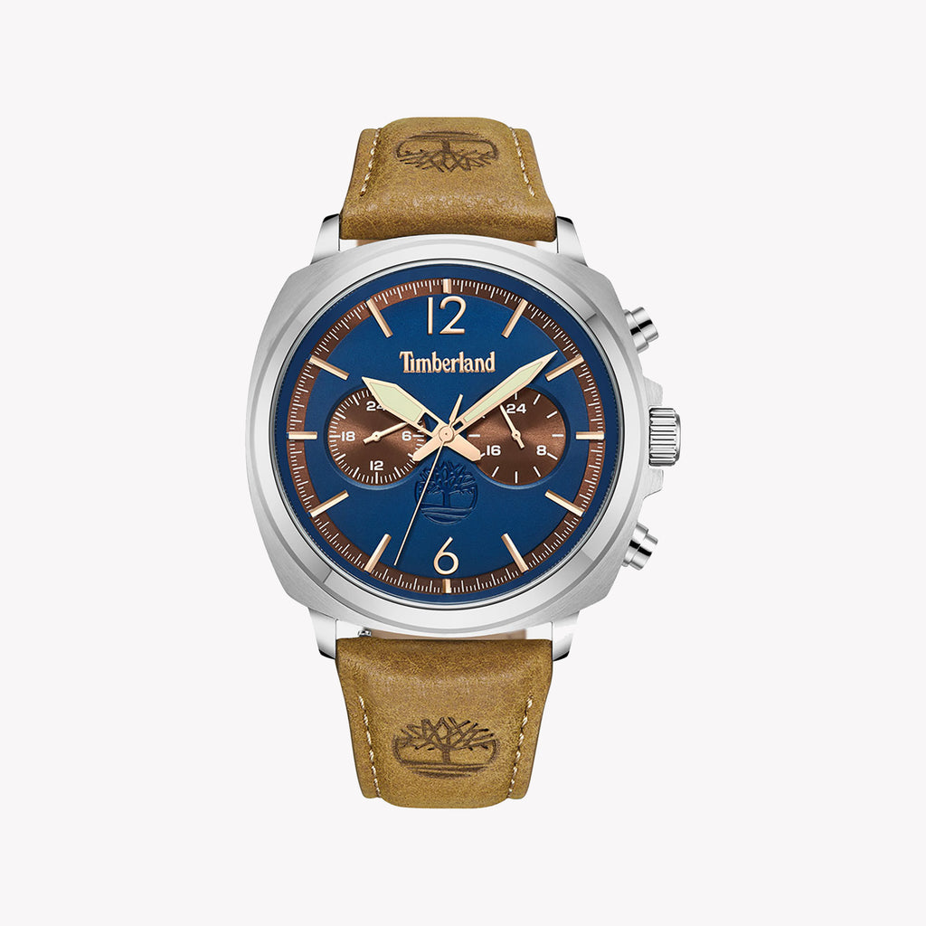 TIMBERLAND TDWGF0028204 - RUGGED ELEGANCE MEN'S WATCH WITH BROWN LEATHER BAND & BLUE DIAL