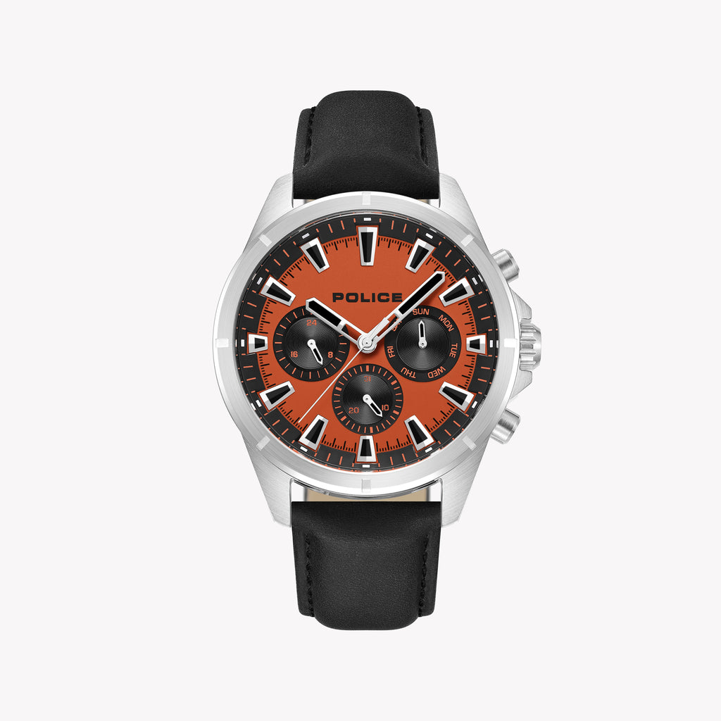 POLICE PEWJF0005804 - STRIKING SILVER & ORANGE DIAL MEN'S WATCH, ELEVATE YOUR STYLE!