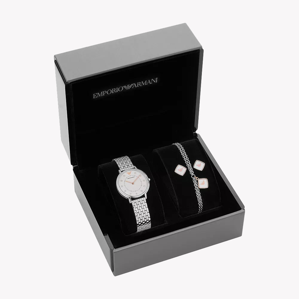 EMPORIO ARMANI AR80023 - ELEGANTLY TIMELESS WOMEN'S WATCH IN STAINLESS STEEL & WHITE DIAL-i-Watch-4