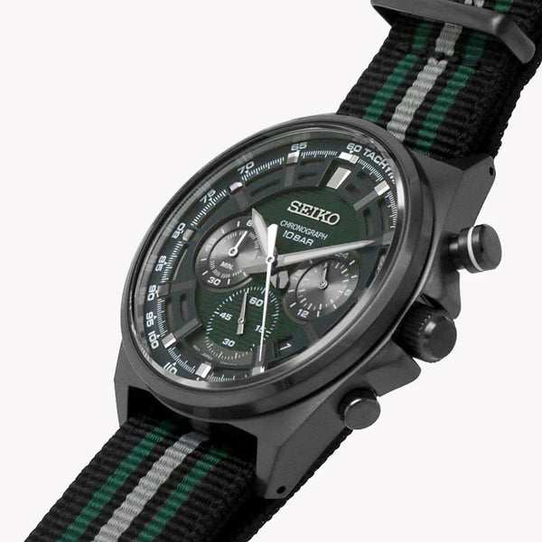 Seiko Men's Grey Stainless Steel Watch, Multicolor Nylon Band | Ssb411p1 by i-watch