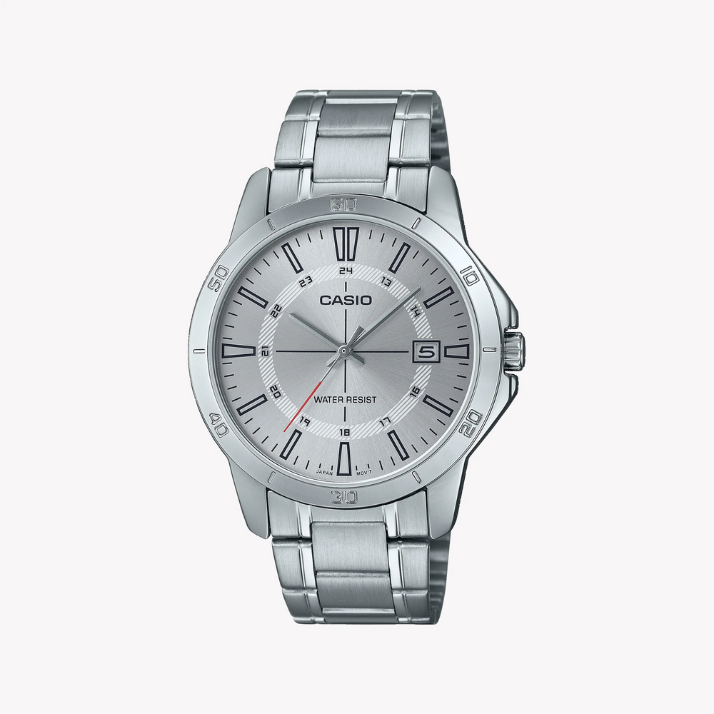 Casio Men's Silver Stainless Steel Watch, White Dial | Mtp-V004d-7cudf by i-watch