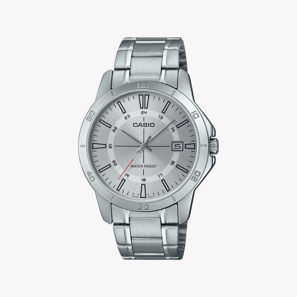 Casio Men's Silver Stainless Steel Watch, White Dial | Mtp-V004d-7cudf by i-watch