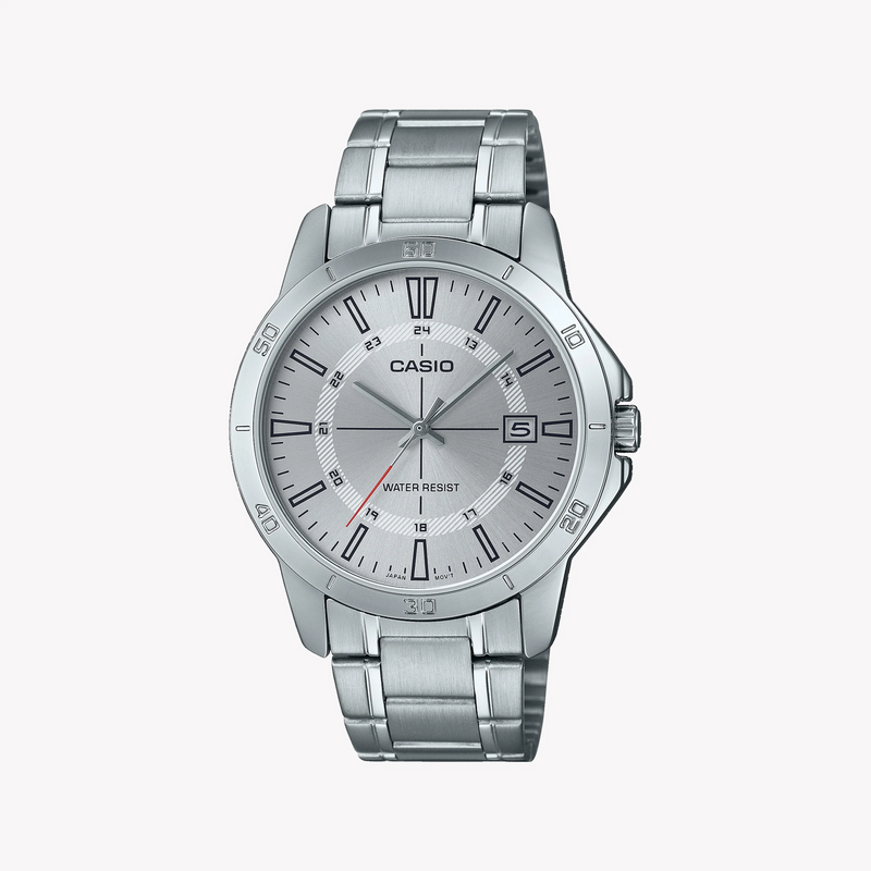 Casio Men's Silver Stainless Steel Watch, White Dial | Mtp-V004d-7cudf by i-watch