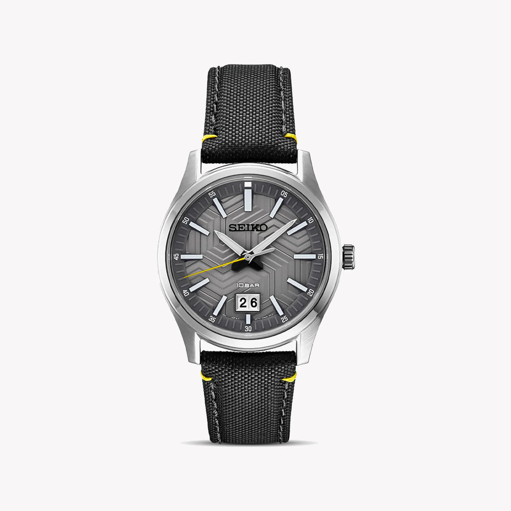 Seiko Men's Grey Stainless Steel Watch, Black Leather | Sur543p1 by i-watch