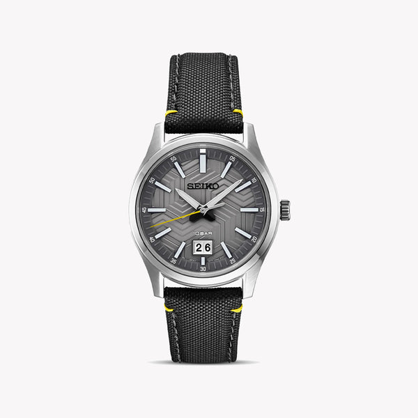 Seiko Men's Grey Stainless Steel Watch, Black Leather | Sur543p1 by i-watch