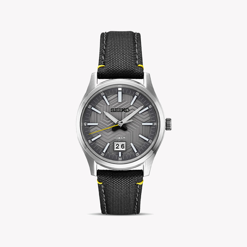 Seiko Men's Grey Stainless Steel Watch, Black Leather | Sur543p1 by i-watch