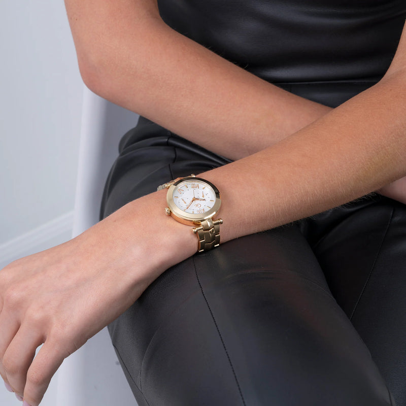Guess Women's Gold Stainless Steel Watch, White Dial | Y92002l1mf by i-watch