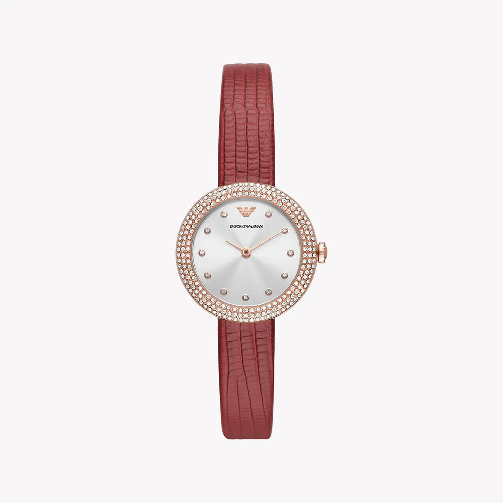 Emporio Armani Women's Red Leather Watch, Rose Gold | Ar11438 by i-watch