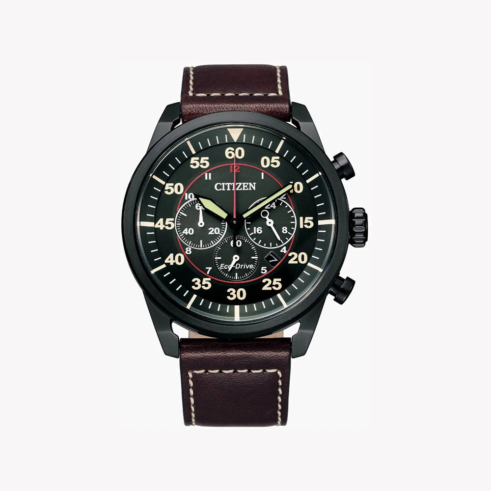 Citizen Men's Black Stainless Steel, Brown Leather | Ca4218-14e by i-watch