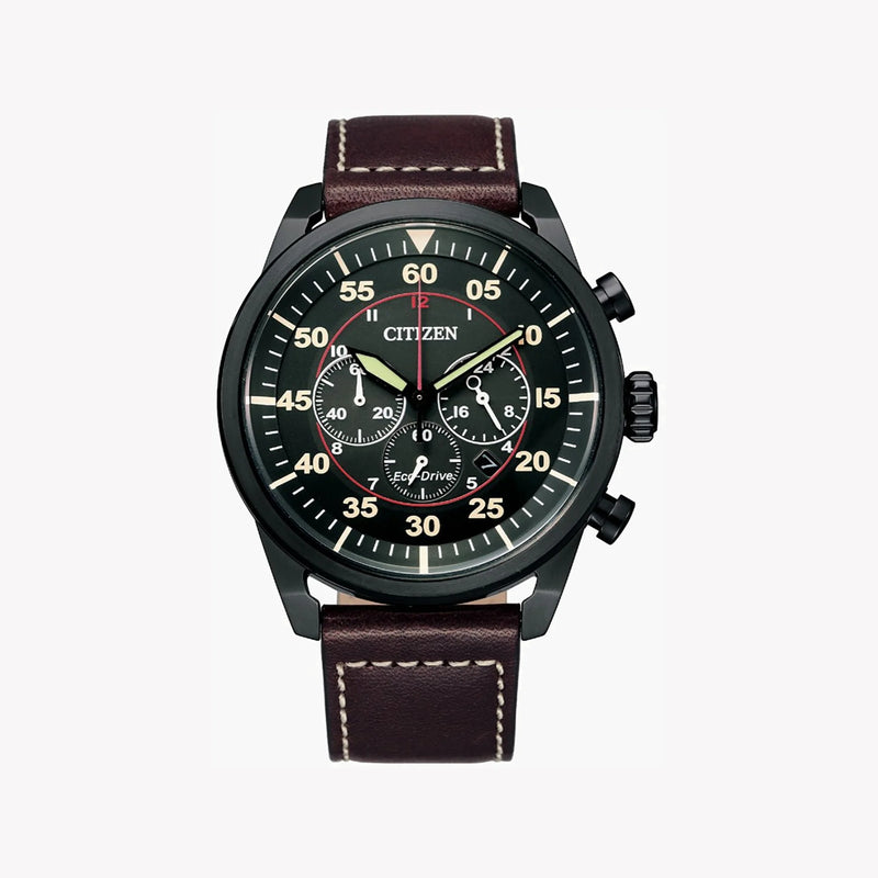Citizen Men's Black Stainless Steel, Brown Leather | Ca4218-14e by i-watch