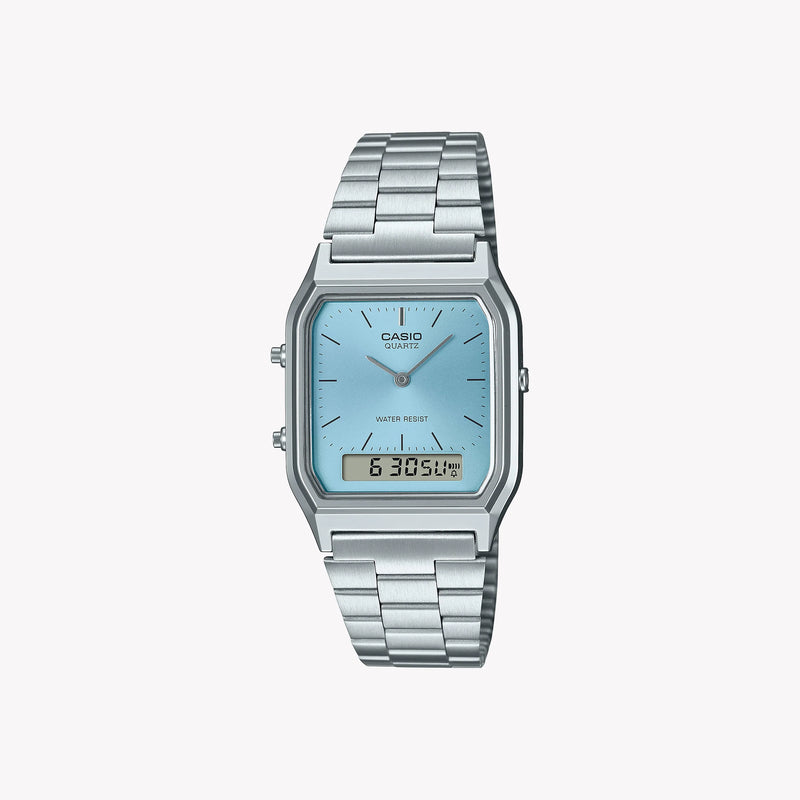 Casio Women's Silver Resin Watch, Cyan Dial | Aq-230a-2a1mqy by i-watch