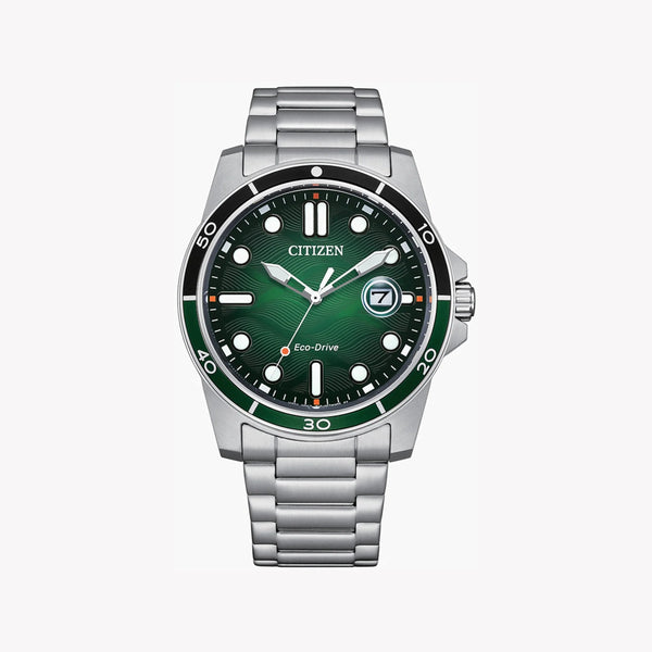 Citizen Aw1811-82x - Dynamic Precision Men's Timepiece With Striking Green Dial & Stainless Steel Bracelet by i-watch