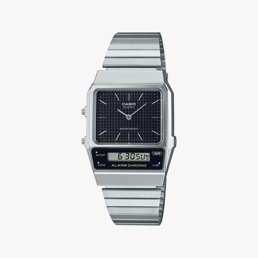 Casio Men's Silver Watch, Black Dial | Aq-800e-1adf by i-watch