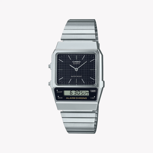 Casio Men's Silver Watch, Black Dial | Aq-800e-1adf by i-watch