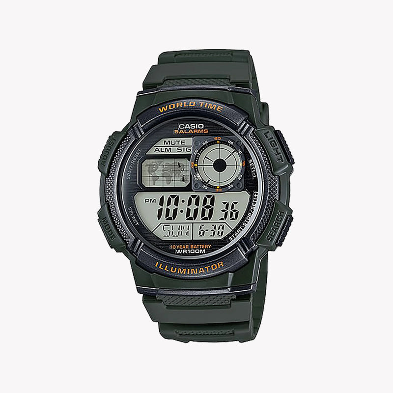 Casio Men's Green Resin Watch, Digital Display | Ae-1000w-3avdf by i-watch
