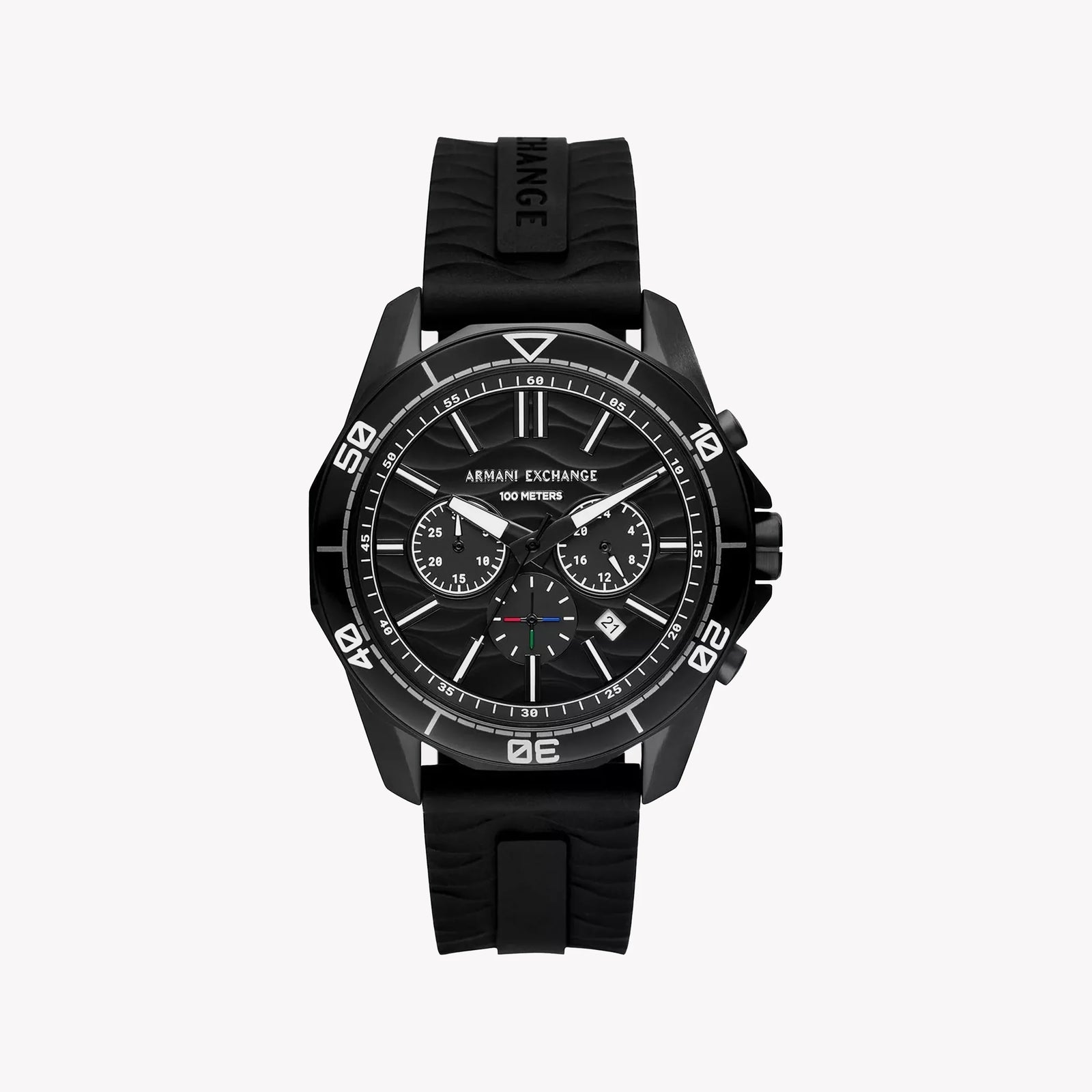 Armani Exchange Men's Black Silicone Watch, Black Dial | Ax1961 by i-watch