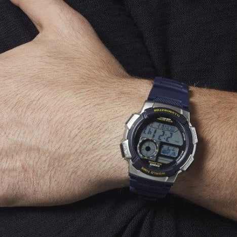 Casio Men's Grey Blue Resin Watch, Digital Display | Ae-1000w-2avdf by i-watch