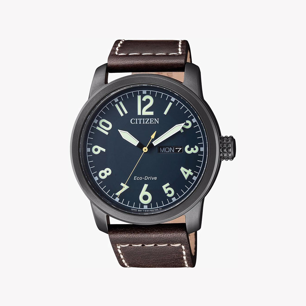 CITIZEN BM8478-01L ELEGANT POWER - Men's Eco-Drive Watch with Dark Blue Dial and Leather Band