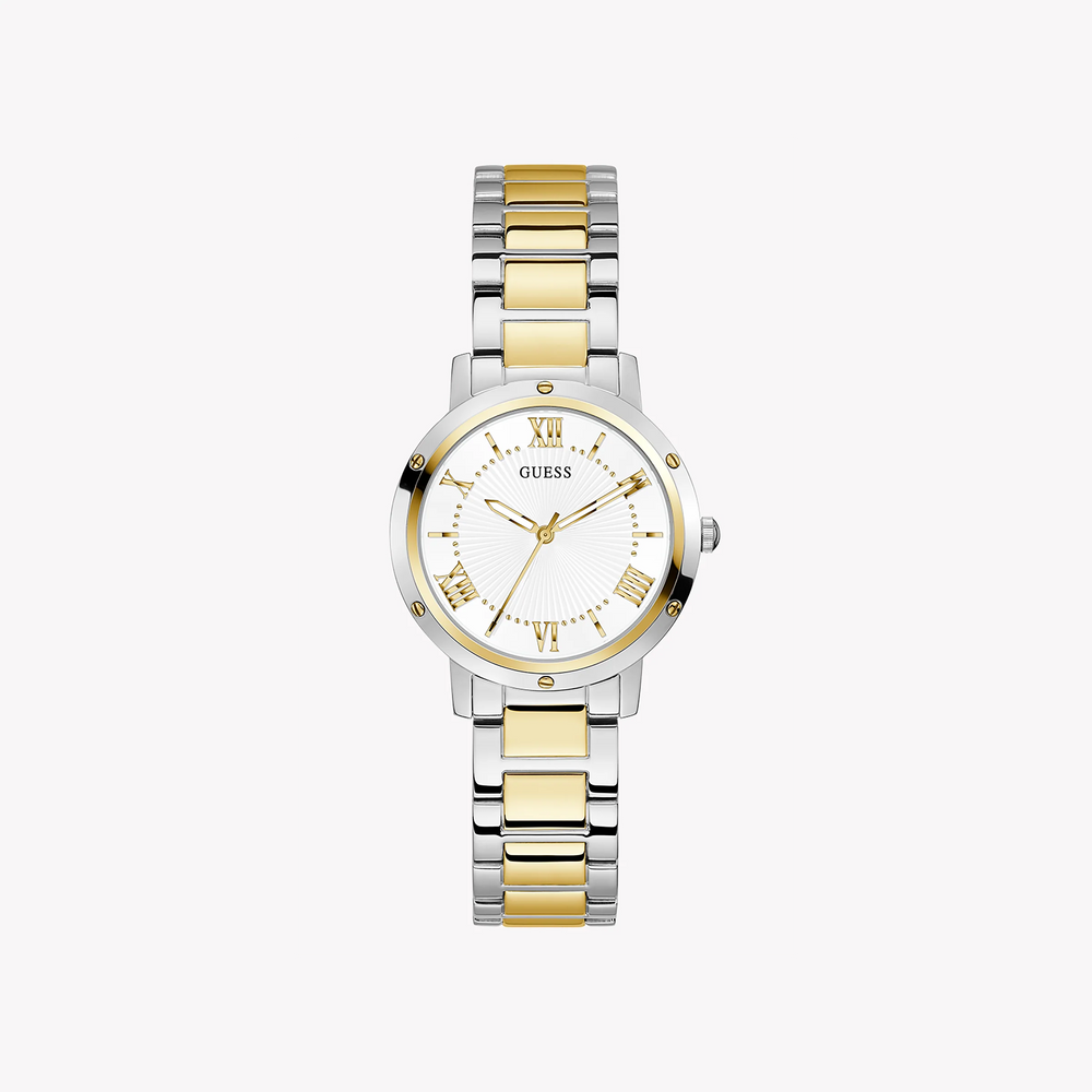 Guess Women's Gold Stainless Steel Watch, White Dial | Gw0404l2 by i-watch