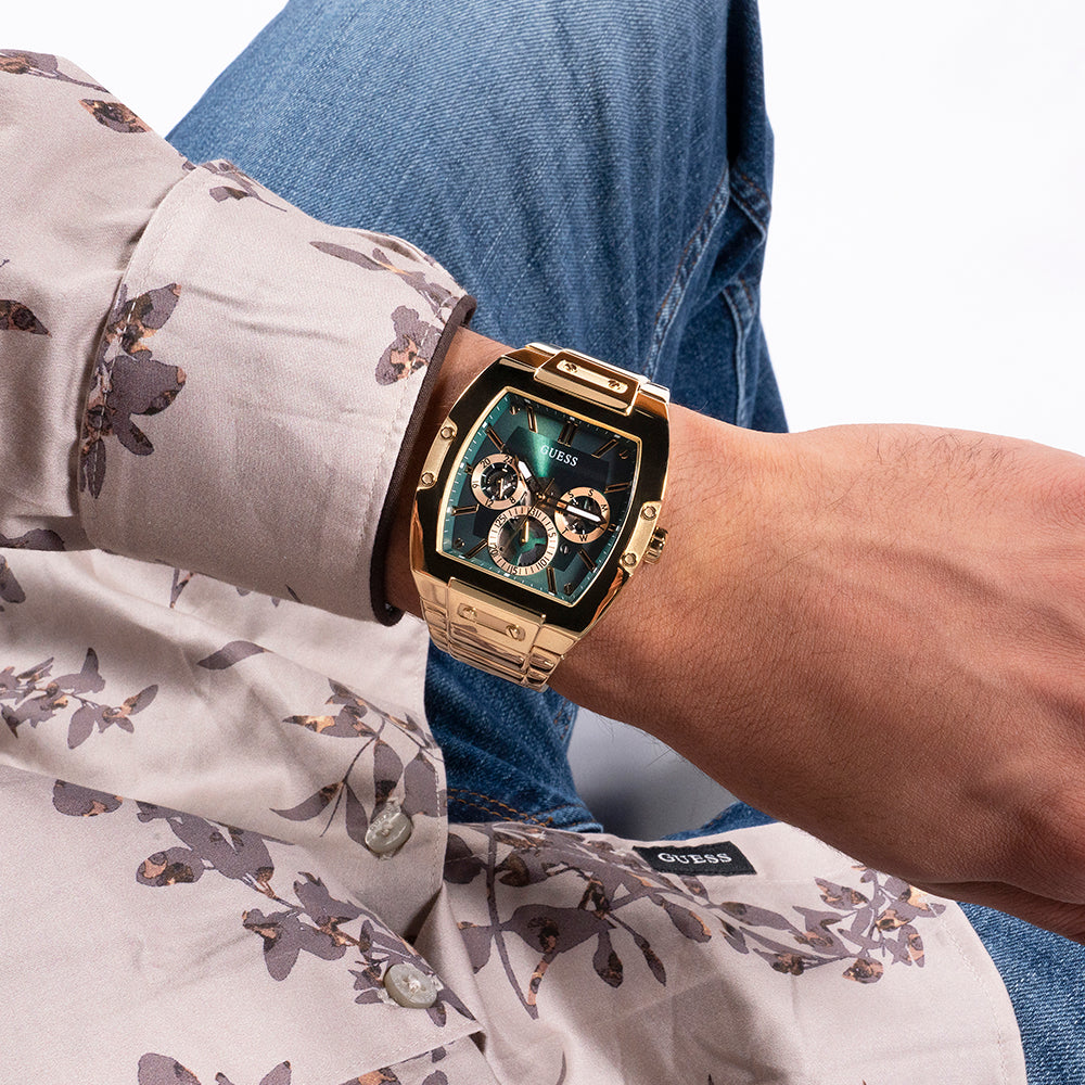 GUESS GW0456G3 GOLDEN GLINT - EYE-CATCHING UNISEX TIMEPIECE WITH GREEN DIAL AND STAINLESS STEEL BAND-i-Watch-5