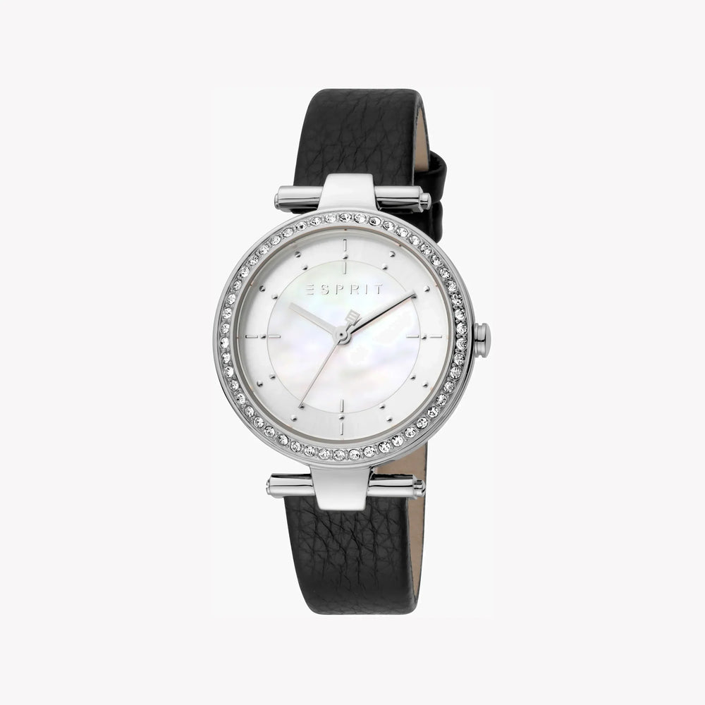 Esprit Women's Black Leather Watch, White Mother Of Pearls | Es1l123m0045 by i-watch