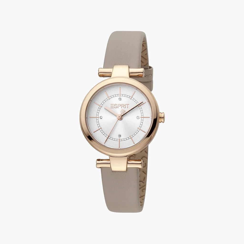 ESPRIT Women's Watch with Rose Gold Stainless Steel Case and Beige Leather Band-i-Watch-2