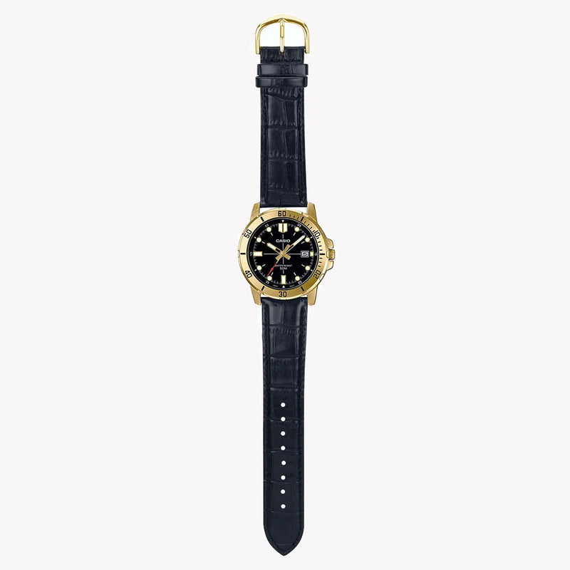 Casio Men's Gold Watch, Black Leather Band | Mtp-Vd01gl-1ev by i-watch
