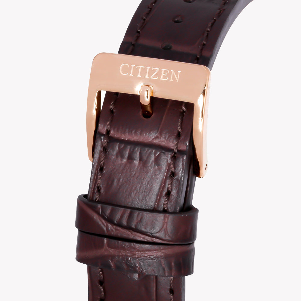 CITIZEN EQ9063-04D - ELEGANT TIMEPIECE FOR THE MODERN WOMAN: GOLD & WHITE, LEATHER BAND