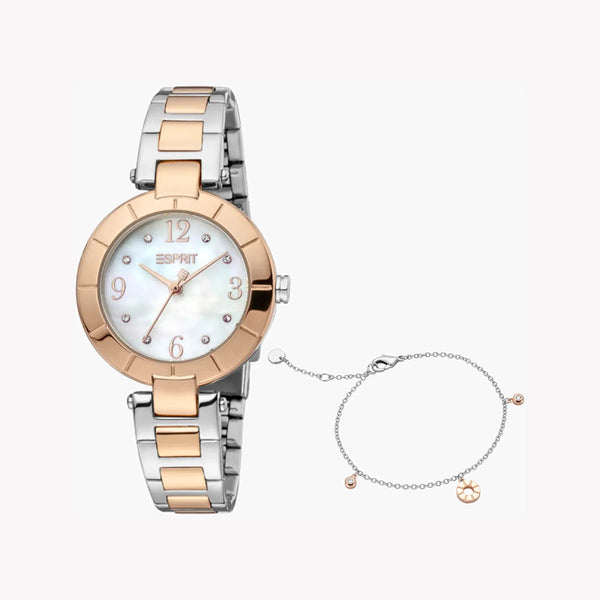 Esprit Women's Silver & Rose Gold Watch, White Dial | Es1l103m0035 by i-watch