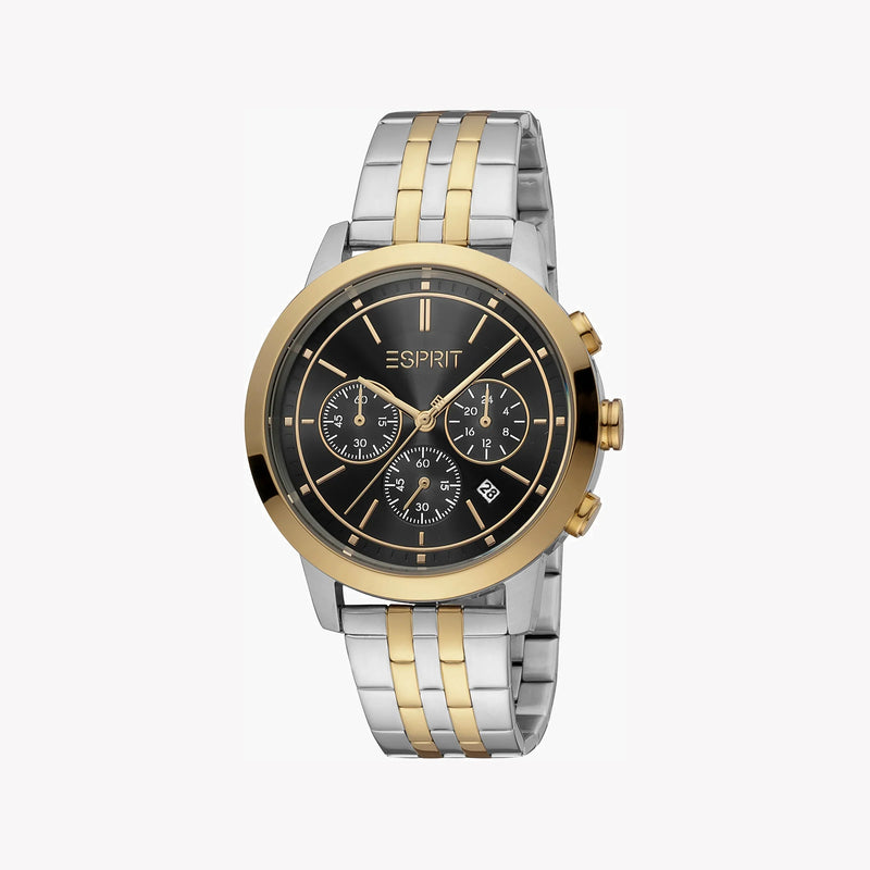 Esprit Men's Silver & Gold Watch, Black Dial | Es1g110m0035 by i-watch