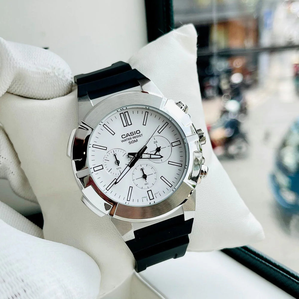 Casio Mtp-E500-7avdf Adventure Elite - Men's Elegant Sport Watch With Stainless Steel Case And White Dial by i-watch