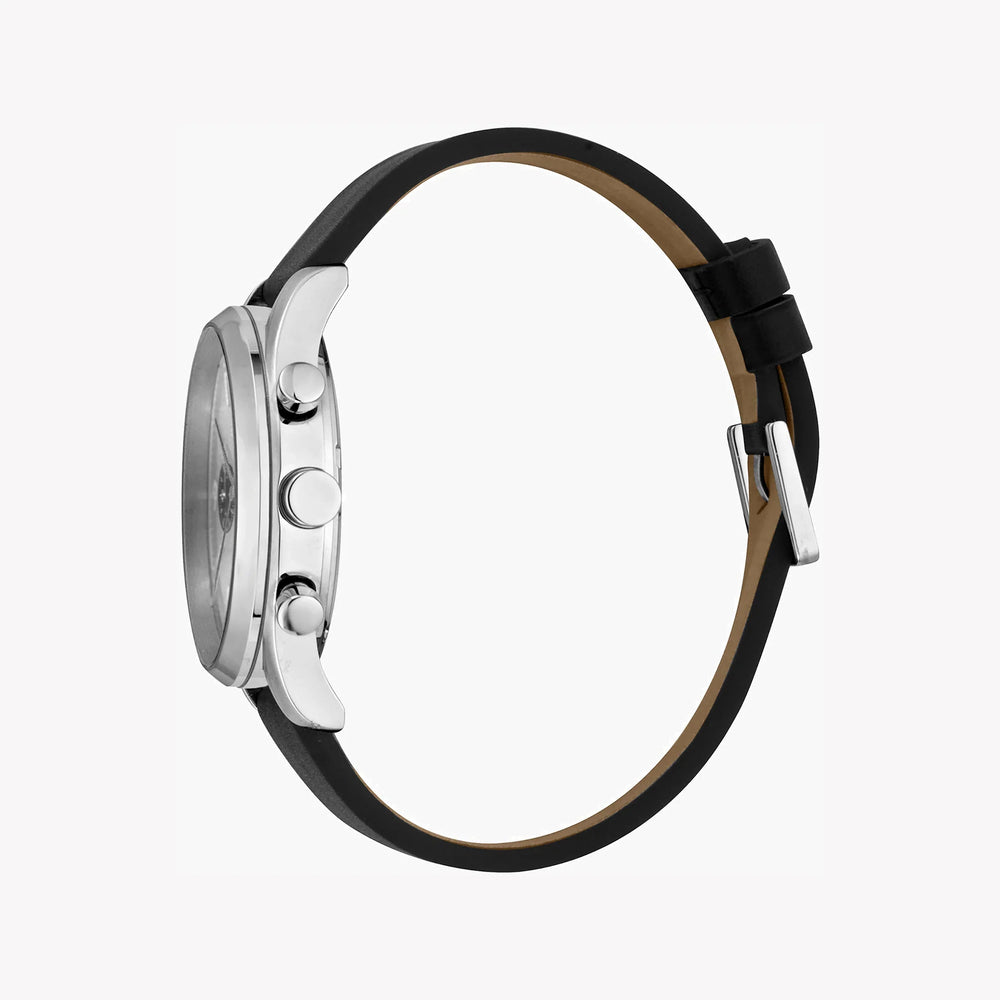 Esprit Men's Black Leather Watch, Silver Dial | ES1G210L0015 by i-watch