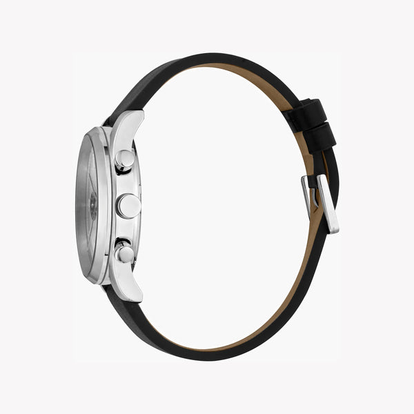 ESPRIT MEN'S CLASSIC TIMEPIECE - STYLISH BLACK LEATHER BAND & SILVER DIAL 42MM-i-Watch-2