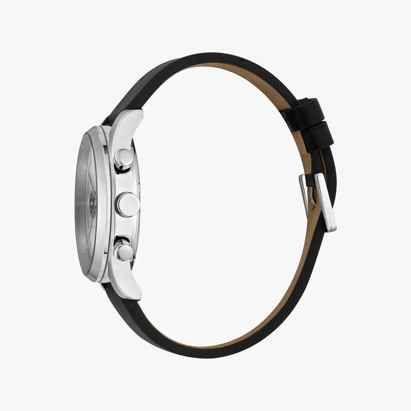 Esprit Men's Black Leather Watch, Silver Dial | ES1G210L0015 by i-watch