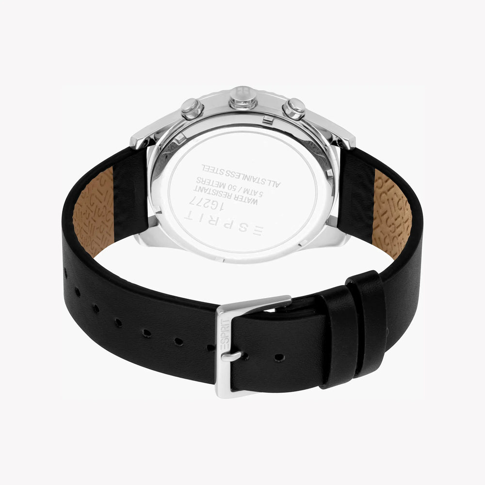 Esprit Men's Black Leather Watch, Silver Dial | Es1g211m0035 by i-watch