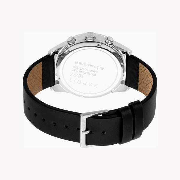 ESPRIT MEN'S CLASSIC TIMEPIECE - STYLISH BLACK LEATHER & SILVER DIAL-i-Watch-3