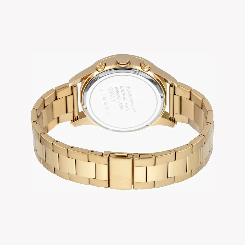 ESPRIT MEN'S ELEGANCE - GOLD STAINLESS STEEL BAND & BLACK DIAL TIMEPIECE-i-Watch-3