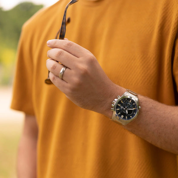 Casio Edifice Ecb-30d-2adf - Dynamic Elegance Meets Innovative Performance Men's Watch With Stainless Steel BAnd and Striking Blue Dial by i-watch