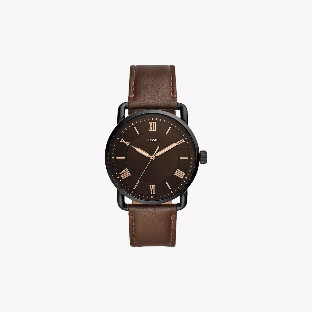 FOSSIL FS5666 SLEEK MODERNITY - MEN'S STAINLESS STEEL WATCH WITH BROWN LEATHER STRAP
