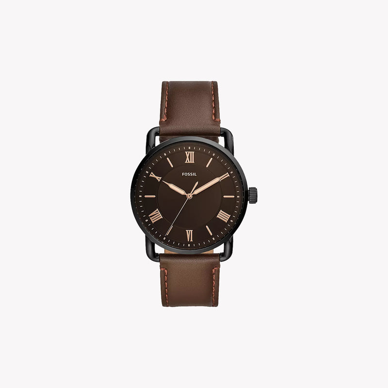 Fossil Men's Black Stainless Steel Watch, Brown Leather Strap | Fs5666 by i-watch