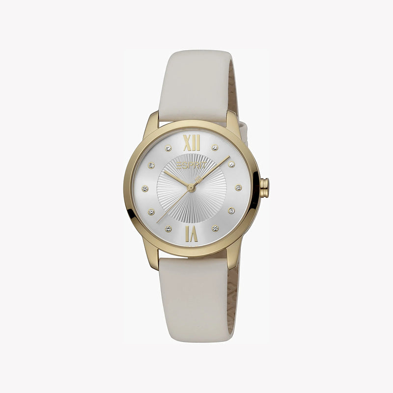 Esprit Women's Beige Leather Watch, Silver Dial | Es1l208m0035 by i-watch