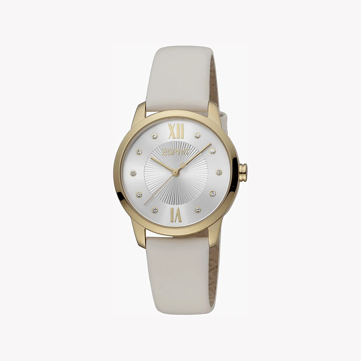 ESPRIT Women's Watch with Silver Stainless Steel Case and Beige Leather Band