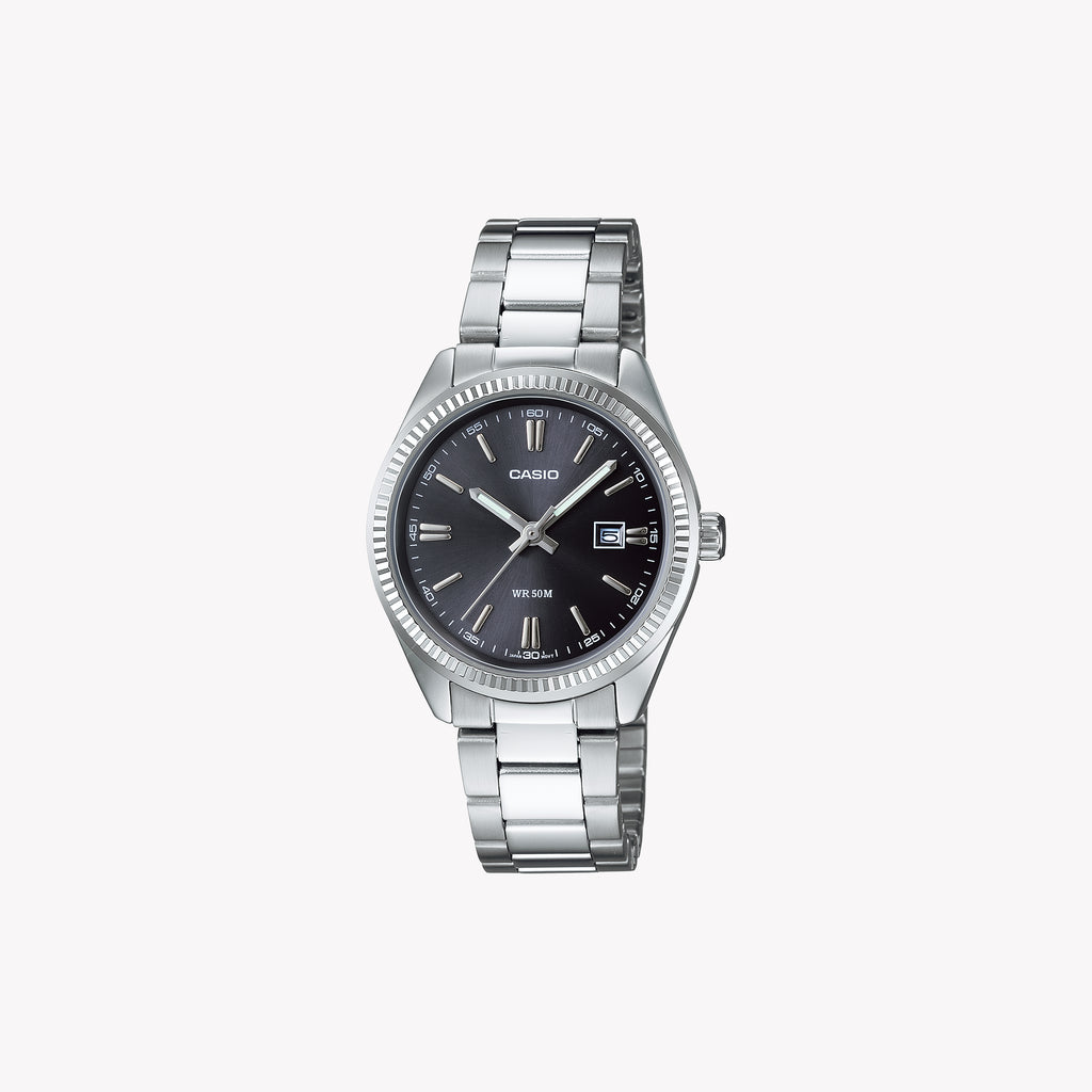 LTP-1302PD-1A1VEG ELEGANT TIMEPIECE - CLASSIC CHIC WOMEN’S WATCH WITH SILVER FINISH & BLACK DIAL