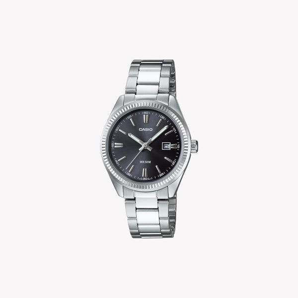 Ltp Women's Silver Watch, Black Dial | Ltp-1302pd-1a1veg by i-watch
