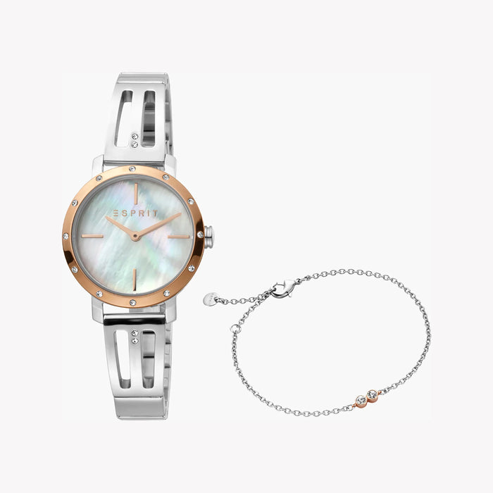 Esprit Women's Silver Stainless Steel Watch, White Dial | Es1l208m0025