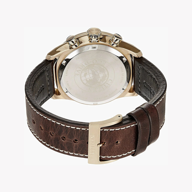 Citizen Ca4213-00e Eco-Drive - Elegant Gold & Brown Men's Chronograph Watch by i-watch