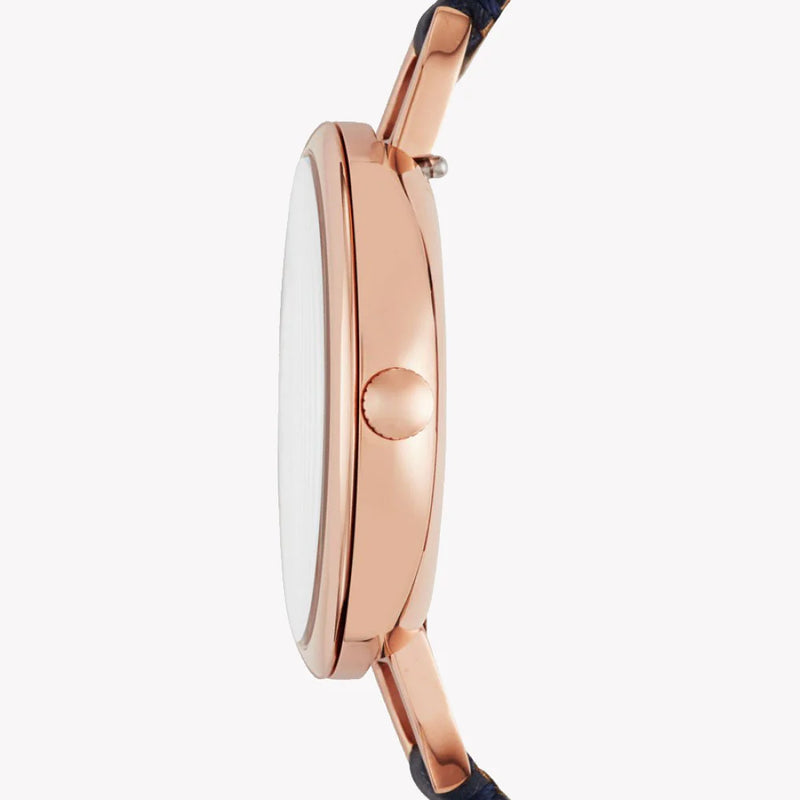 Fossil Women's Rose Gold Watch, Blue Leather Band | Es4355 by i-watch