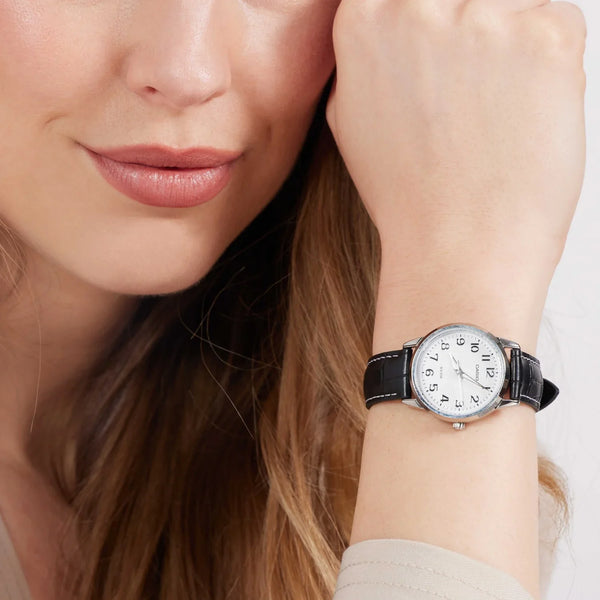 Timeless Elegance Women's Silver Watch, Leather Strap | Ltp-1303pl-7bvdf by i-watch