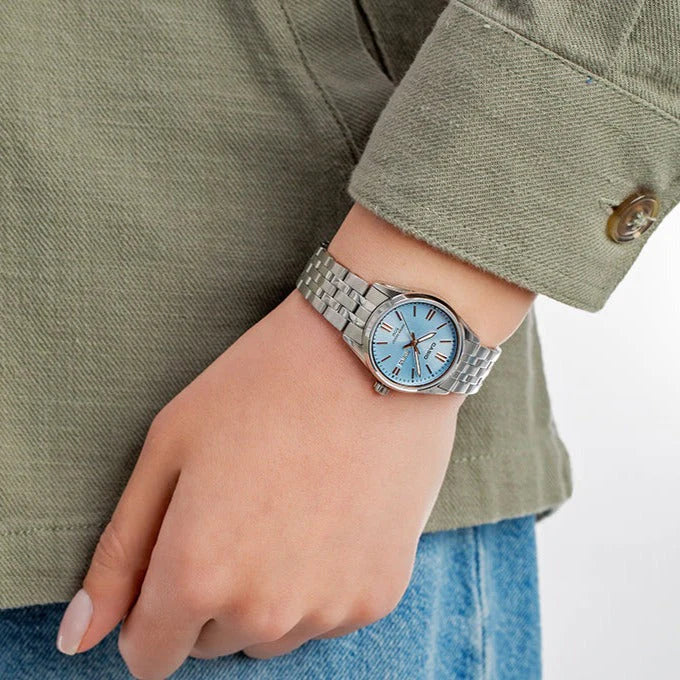 Casio Women's Silver Stainless Steel, Blue Dial | Ltp-1335d-2avdf by i-watch