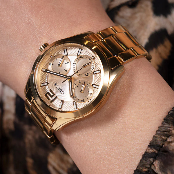 Guess Women's Gold Stainless Steel Watch, Champagne Dial | Gw0760l2 by i-watch